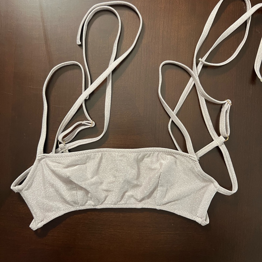 Victoria’s Secret Shimmering Silver Swim Top Sz S